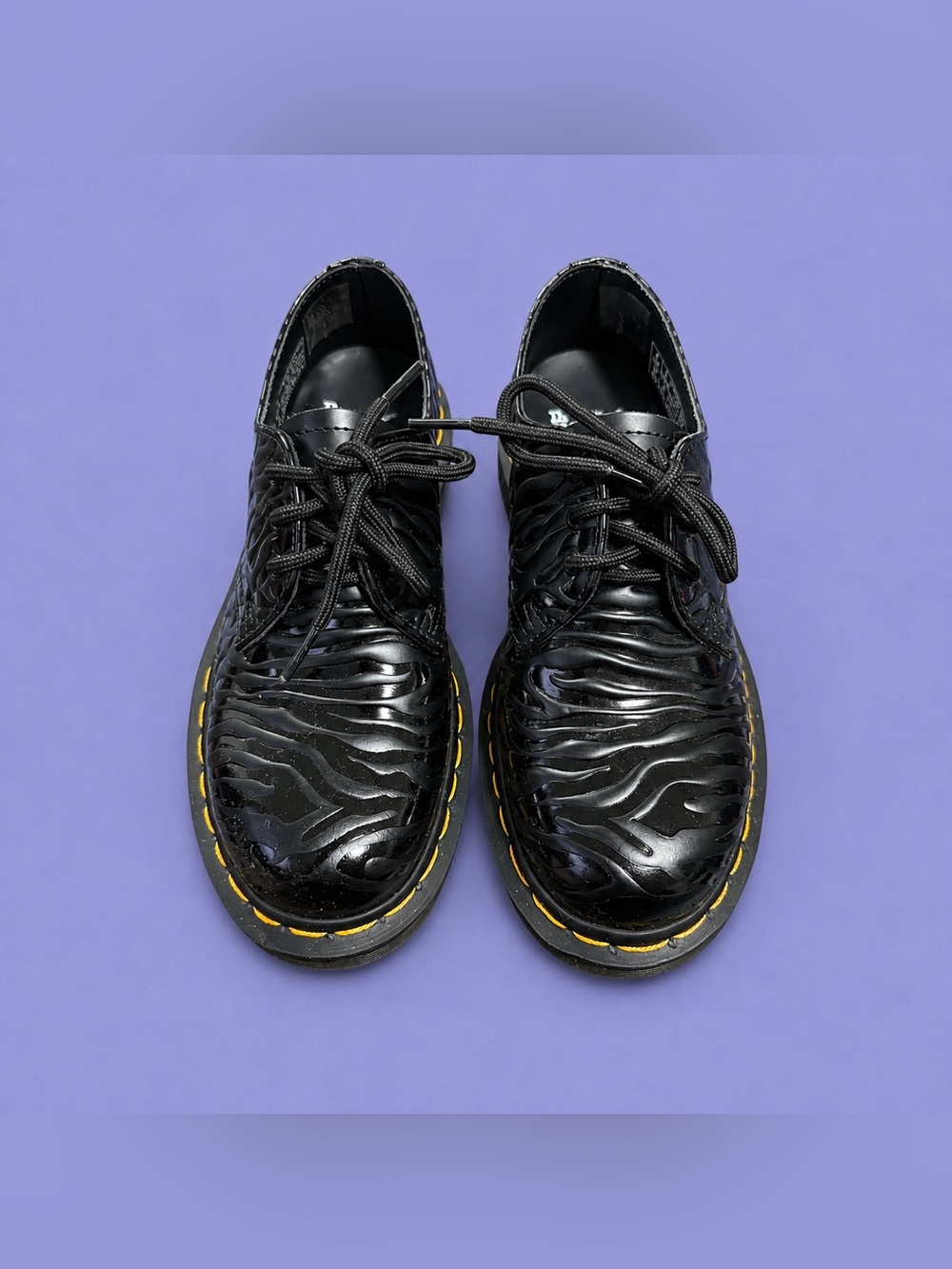 Dr. Martens 1461 BEX Black Zebra Gloss Shoes - Ladies’ Size US 6
